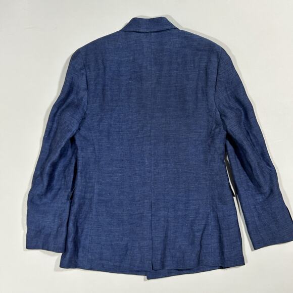 Banana Republic Linen Blazer Blue Double Breasted Slim Size 40R NWT - Picture 2 of 6